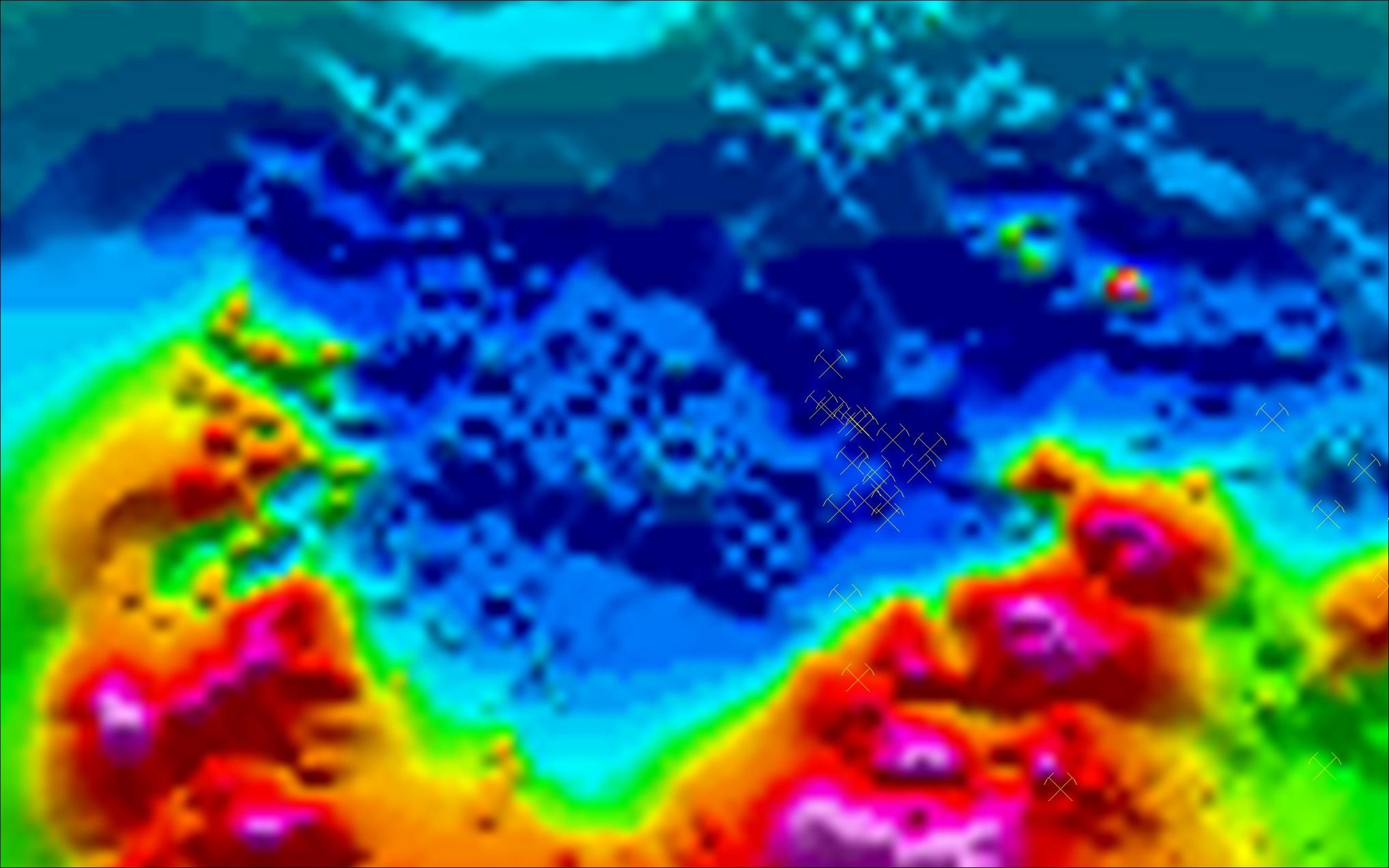 Standard TMI with known mineralisation areas — before CAGE-IN